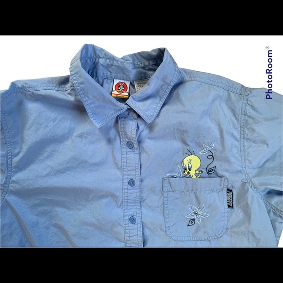 Vintage Looney Tunes Embroidered Tweety Button down T-shirt Sz. 18w-20w - Picture 3 of 4